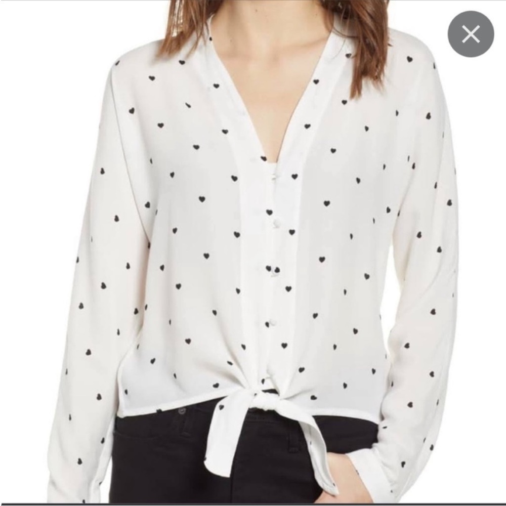 Rails Sloane Button Down, Heart Print, Ties At Wa… - image 2